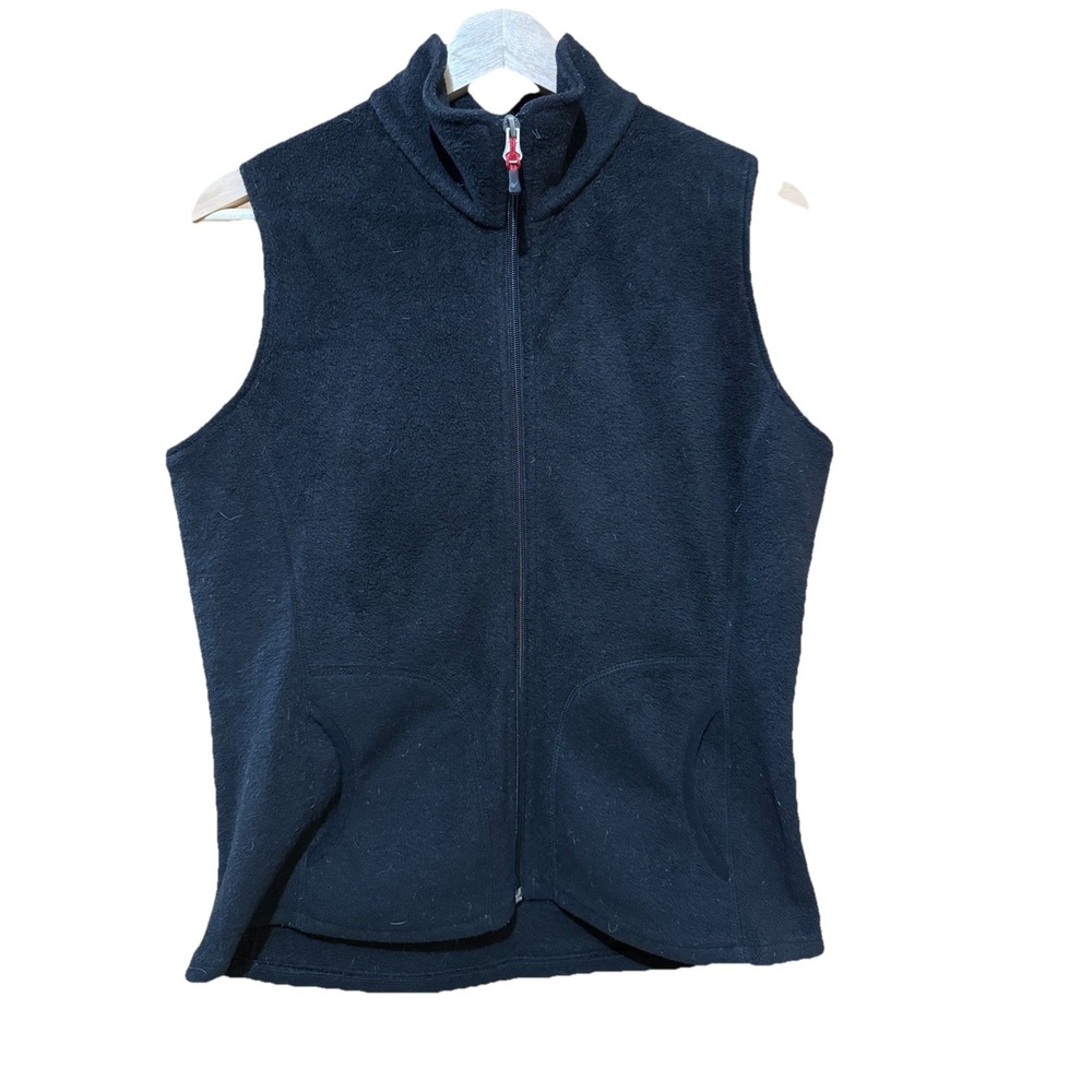 Woolrich Womens Black‎ Fleece Vest w Pockets Size Medium EUC